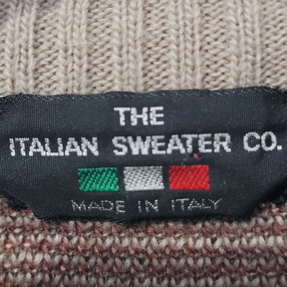 VTG The Italian Sweater Co Men's Brown Geometric Knit Crewneck Sweater Size L - Picture 8 of 9